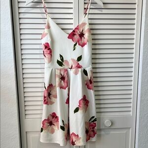 White and Pink Floral Mini Dress